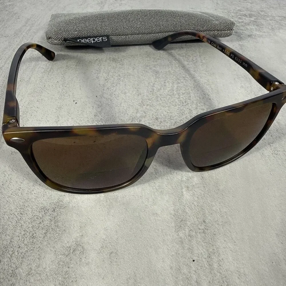 Peepers Cruz Sun Bifocal Sunglasses 2693B Tortise Shell Square Frame +2.0
